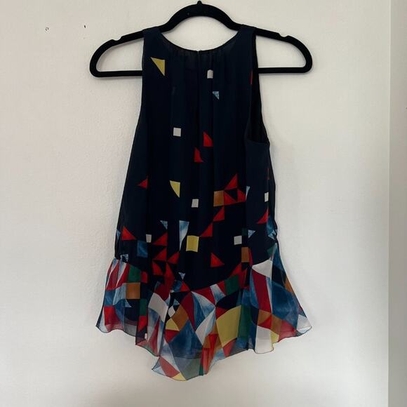 Joie Navy Geometric Silk Sleeveless Top - Picture 6 of 7